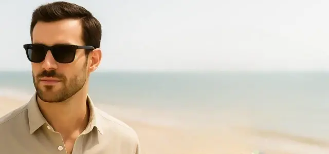 Stylish Sunglasses Stylish man wearing sunglasses at the beach