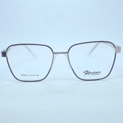 Rockers 95005 eyeglasses in Silver & Black – front open view