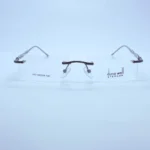 Dune Well Rimless 010 Eyeglasses in White and Brown – front open view