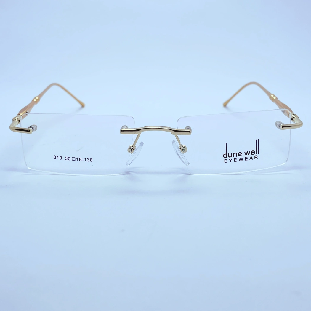 Dune Well rimless 010 Eyeglasses – Front Open View (Golden) Dune Well rimless 010 Eyeglasses in Golden – front open view
