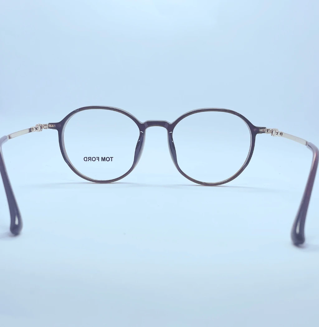 Tom Ford 8607 eyeglasses in Brown and Golden – back view