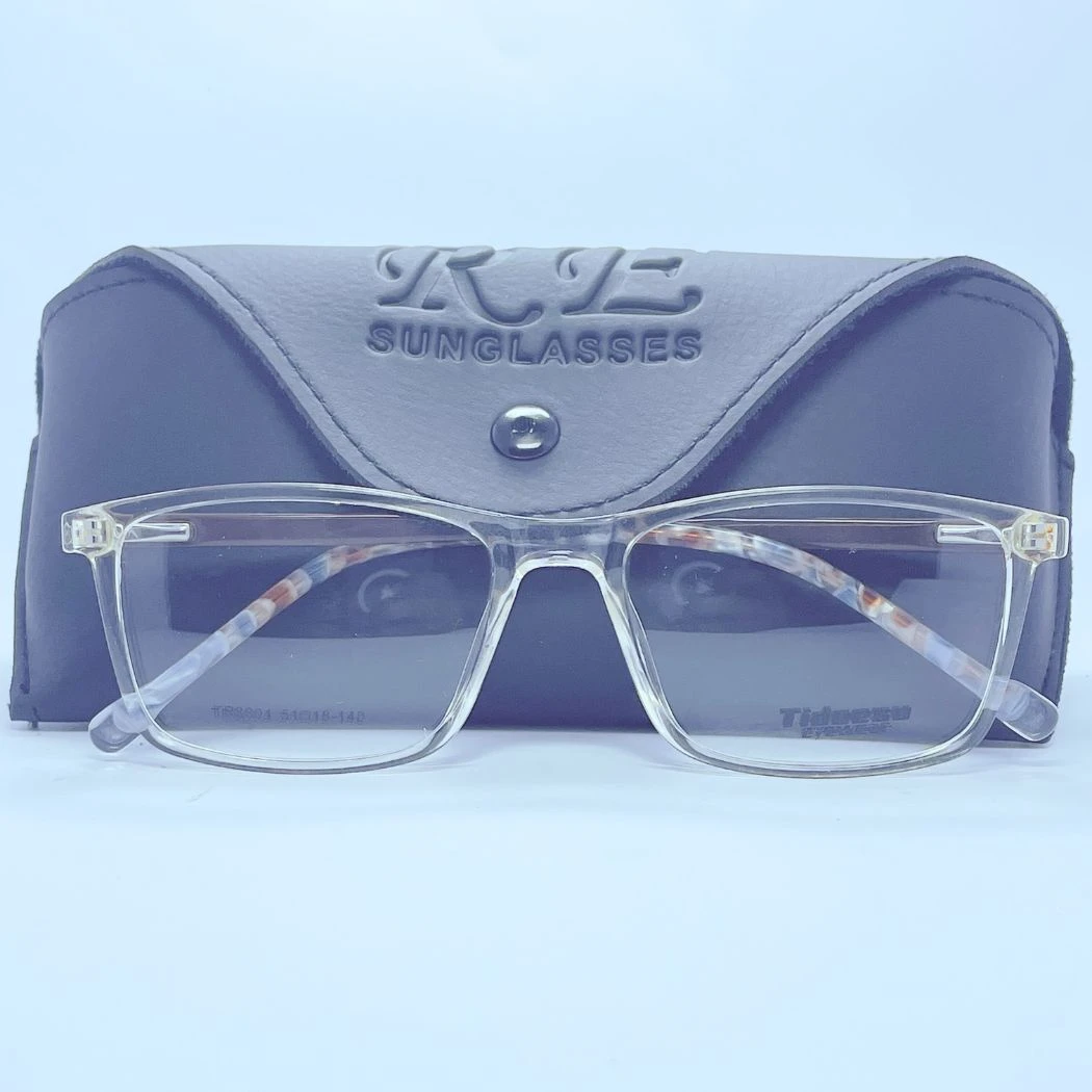 Tidoesu 8804 Eyeglasses – Front Close View (White & Brown) Tidoesu 8804 eyeglasses in White & Brown – front close view