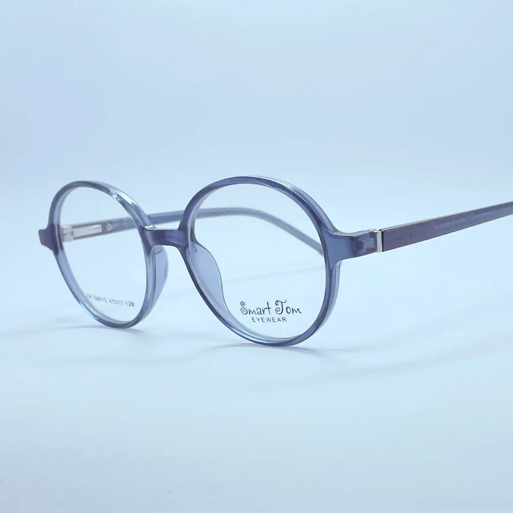 Elite Frame T100 Eyeglasses – Angled Side View (Black and white) Elite Frame T100 eyeglasses in Black and white – angled side view