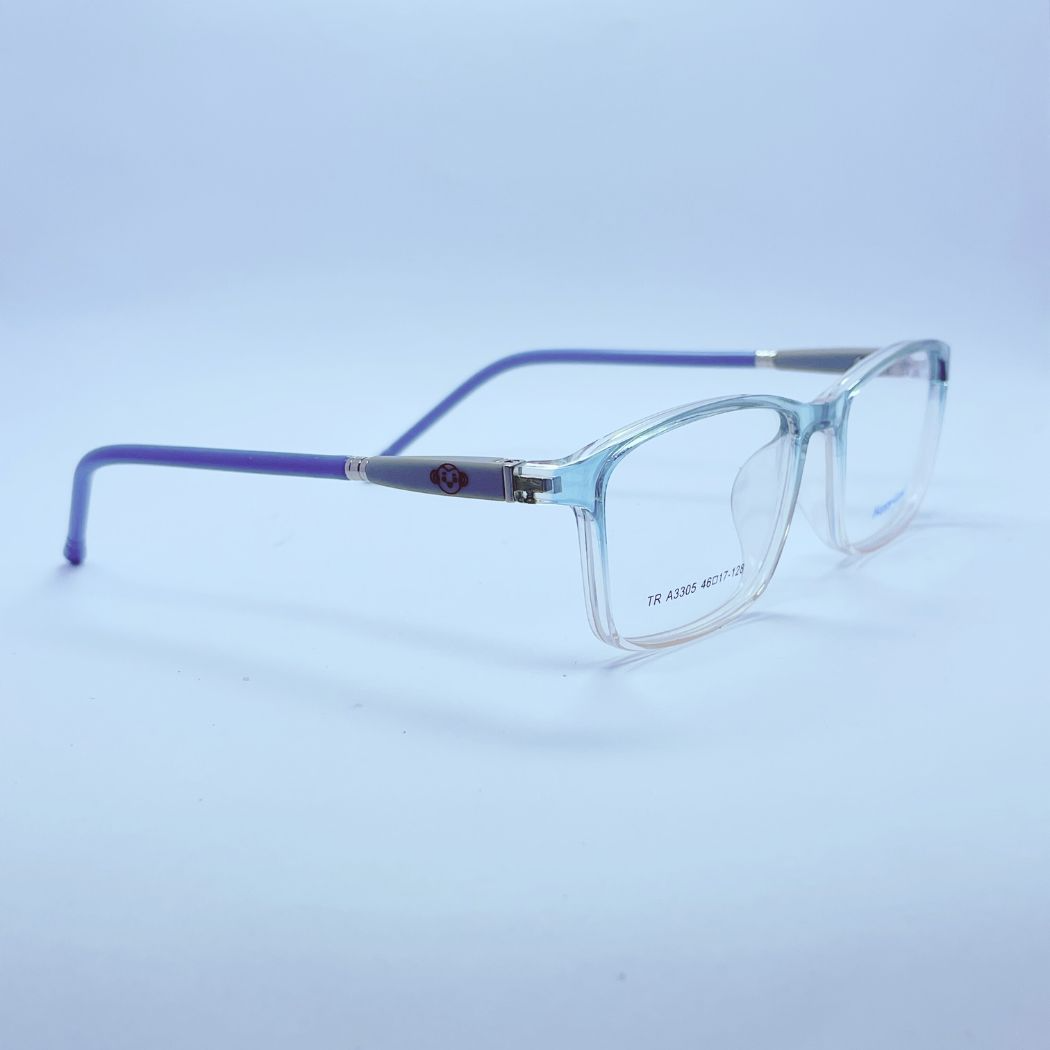 Happy Land A3305 Eyeglasses – Angled Side View (Light Blue) Happy Land A3305 eyeglasses in Light Blue – angled side view