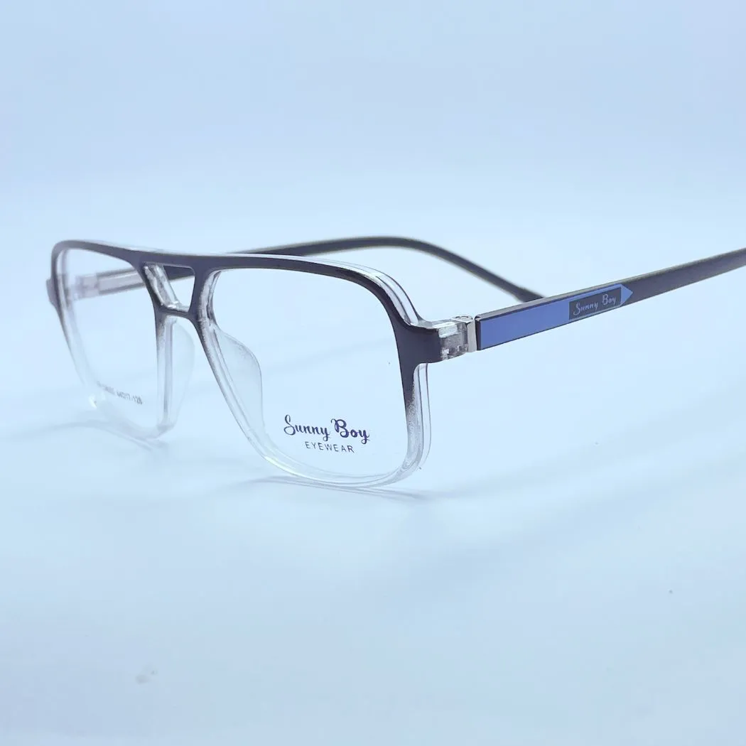 Sunny Boy G8002 Eyeglasses – Angled Side View (Black and white) Sunny Boy G8002 eyeglasses in Black and white – angled side view