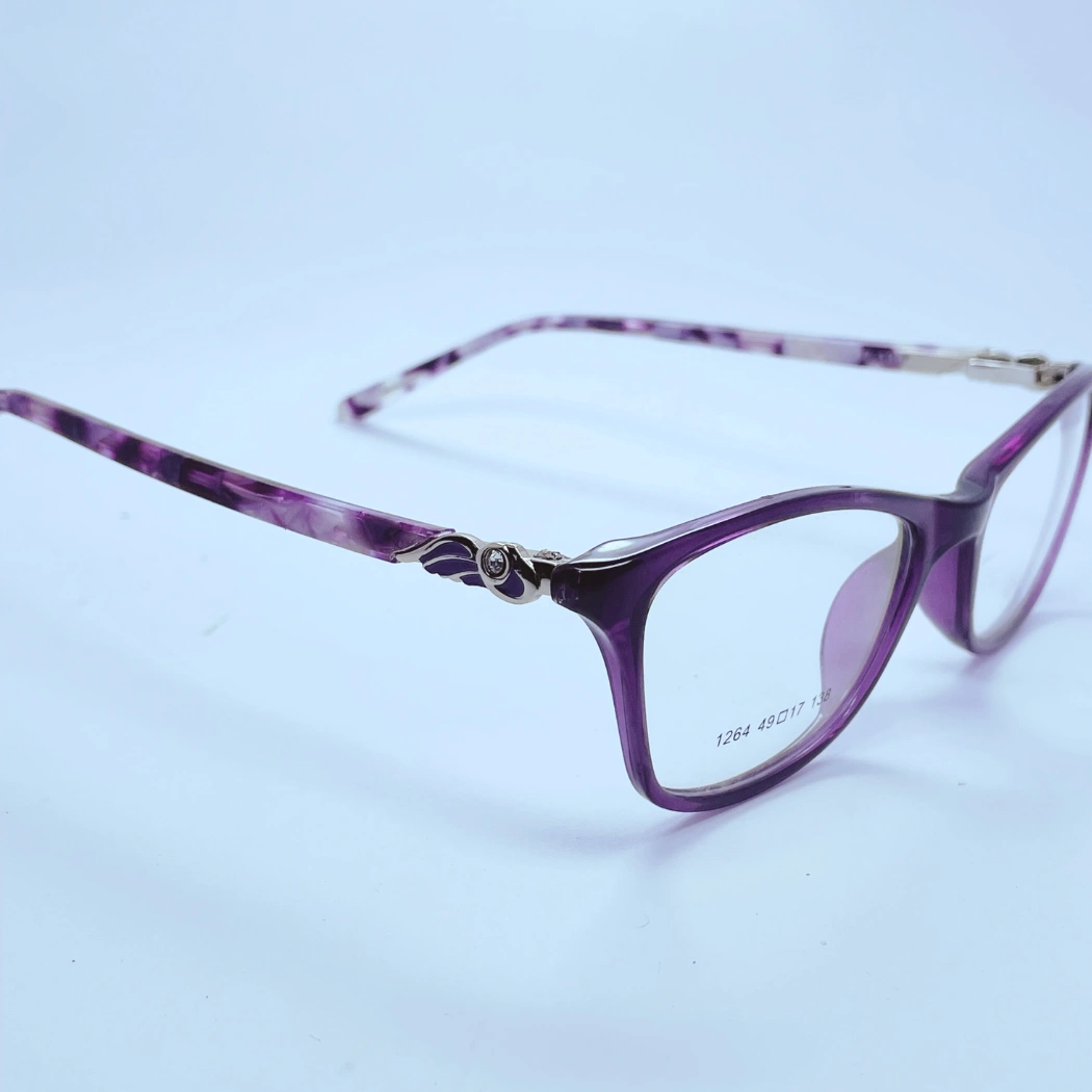 Vision 1264 Eyeglasses – Angled Side View (Purple) Vision 1264 Eyeglasses in Purple – angled side view