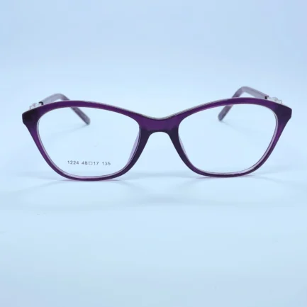 Cat eye 1224 Eyeglasses in Purple – front open view