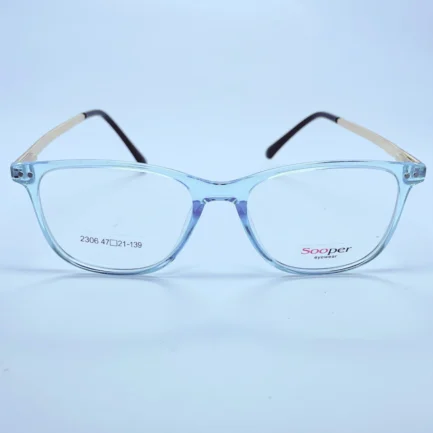 Sooper 2306 Eyeglasses in Blue and golden – front open view