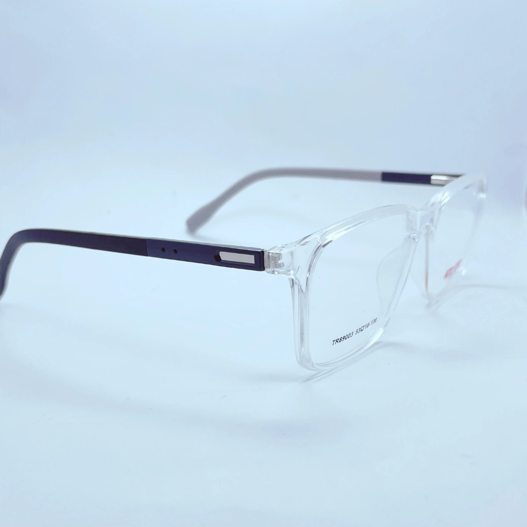 Atc Eye 89003 Eyeglasses – Angled Side View (Transparent white and grey) Atc Eye 89003 Eyeglasses in Transparent white and grey – angled side view